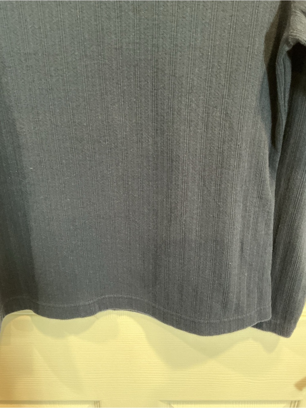 Basic Editions Ribbed Navy Henley Top - Picture 3 of 6